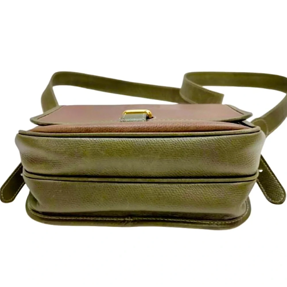 LOEWE Brown Green Leather Single Flap Shoulder Bag UNISEX